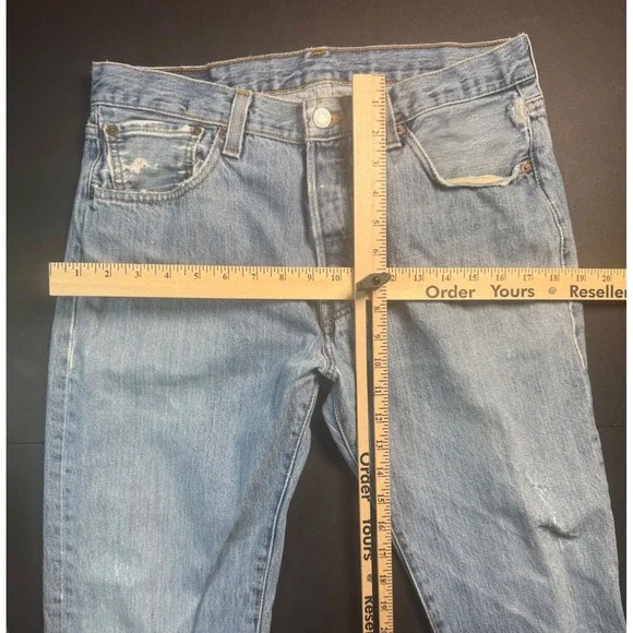 Levi Strauss 501 Button Fly Jeans Mens 90s VTG USA Straight Leg W34 L30 Hemmed - Picture 3 of 8
